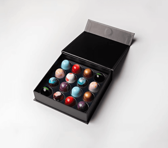 Inside view of bonbon box