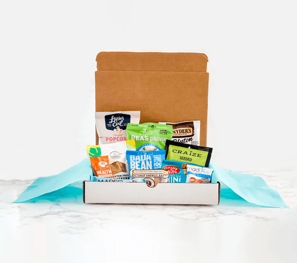 Side view of candy subscription box