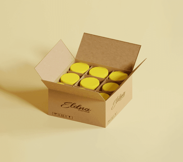 Candle Shipping Box with a candle inside