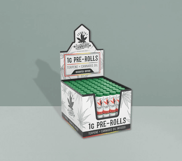 Pre Roll Display Box with pre-rolls inside