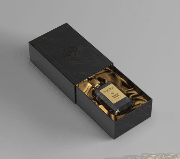 Perfume display box with products inside